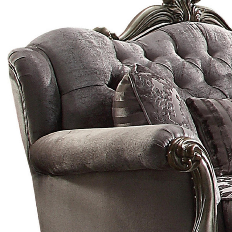 Causeuse à accoudoirs roulés 69" Valda, Gris, Gris