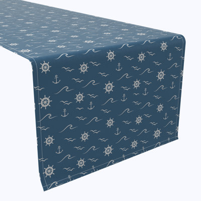 Table Runner, 100% Cotton, 16X108", Coastal Sea