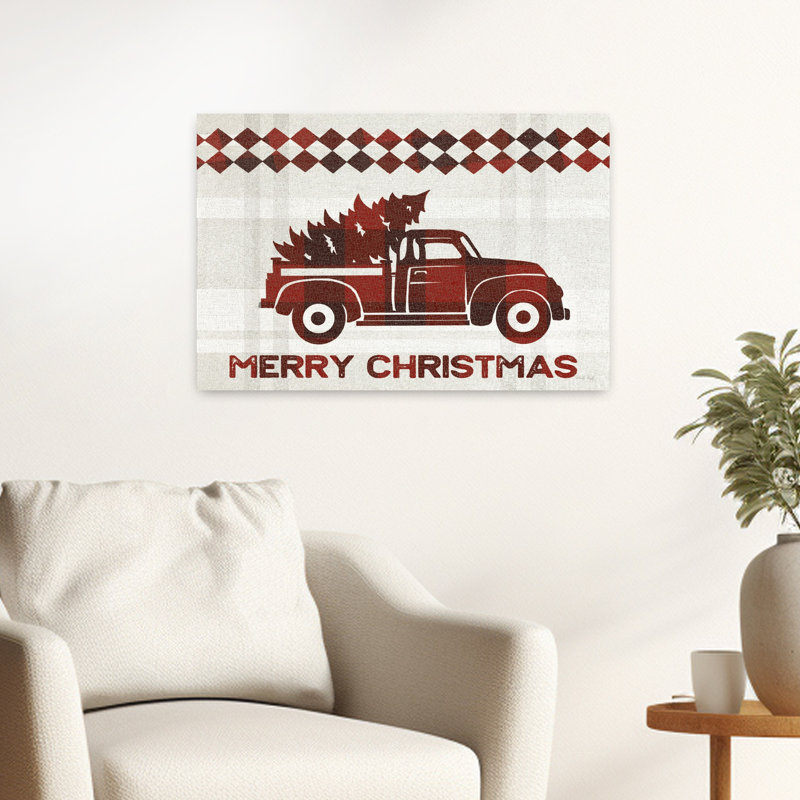 Merry Christmas Truck 1 Piece Wrapped Canvas Wall Art, 40.64cm H x 60.96cm W