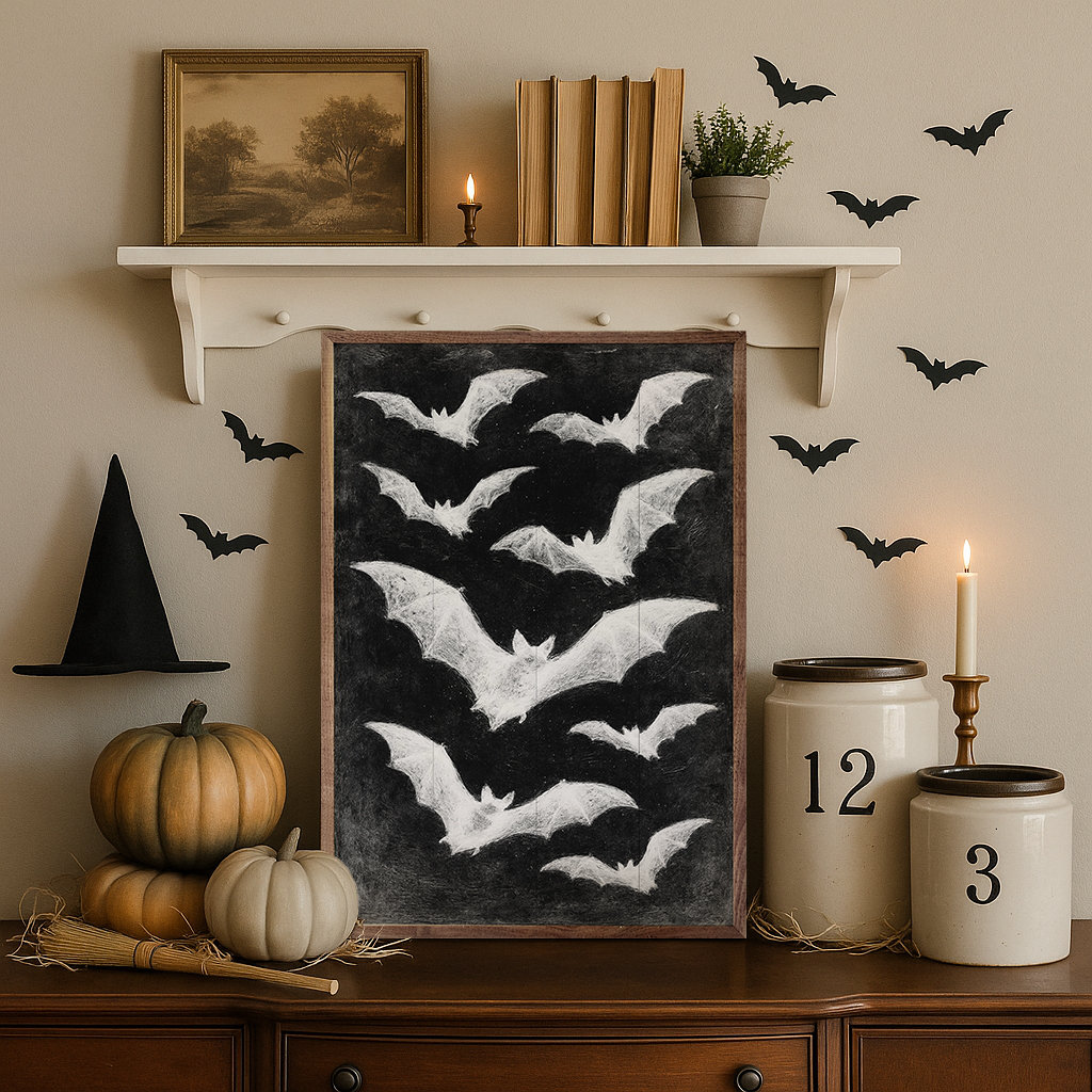 Bats Black, 36" H x 24" W