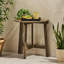 Table en bois gris, demi-ronde, pliable pour maximiser l'espace de rangement gris bistro, forme demi-ronde, pliable facilement