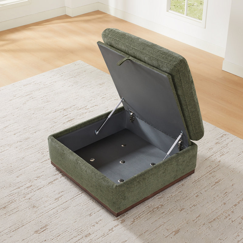 Repose-pieds avec rangement Sayette, Vert mousse