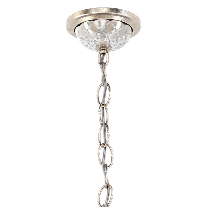 Century 8 - Light Candle Style Chandelier, Antique Silver, Heritage Handcut Crystal Clear
