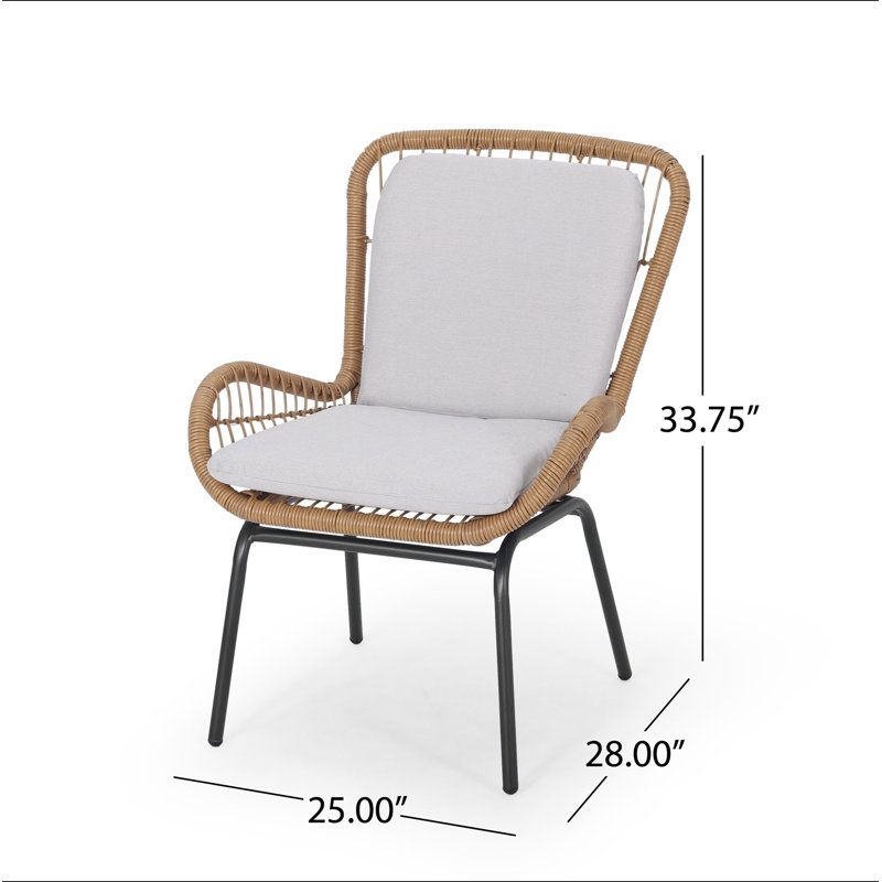 Ensemble de 2 chaises de patio avec coussins Mccaskill, Beige