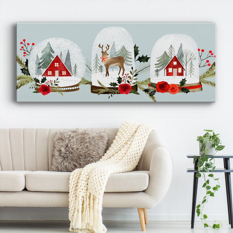 Collection Snow Globe Village, toile tendue avec châssis de qualité supérieure - prête à être accrochée
