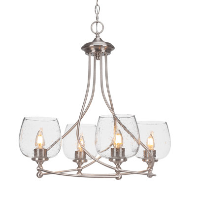 Lustre suspendu 4 lumières Capri illustré en finition nickel brossé avec verre transparent de 6 po