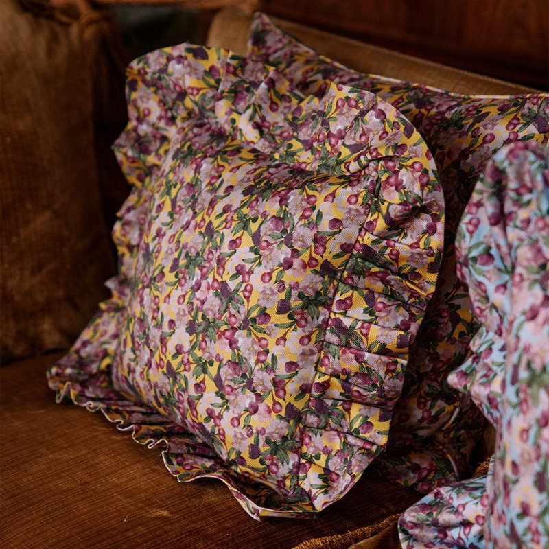 Ruffled Pillow Cover Romance is Dead, Yellow