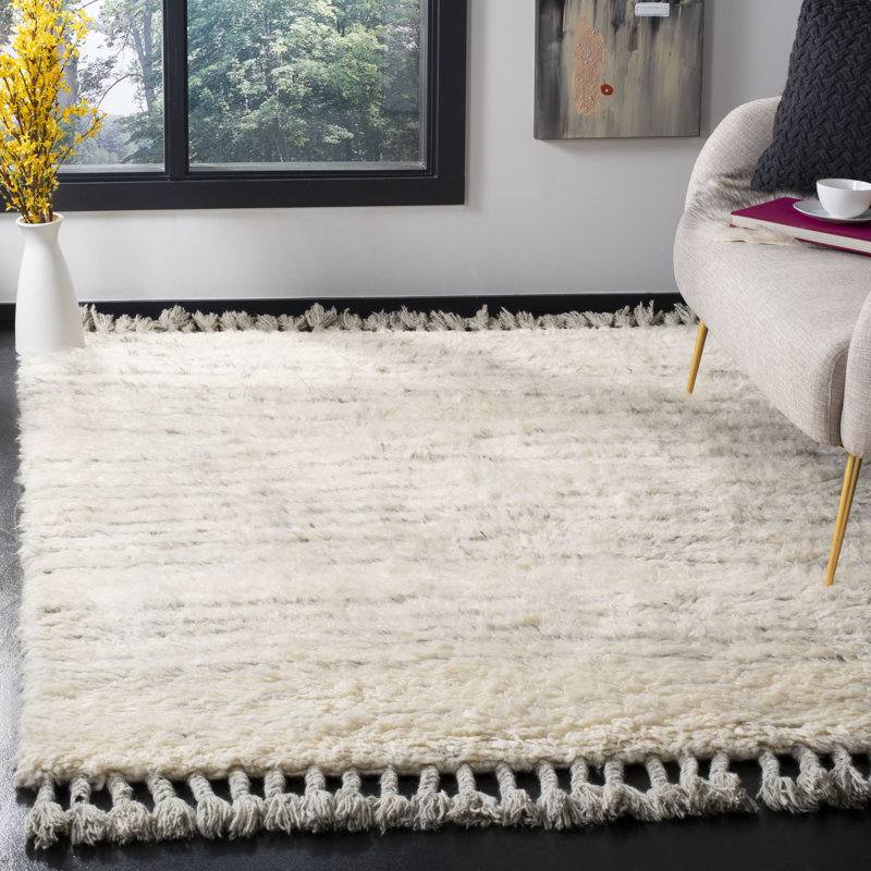 Ivory Hand-Knotted Wool 8' x 10' Area Rug