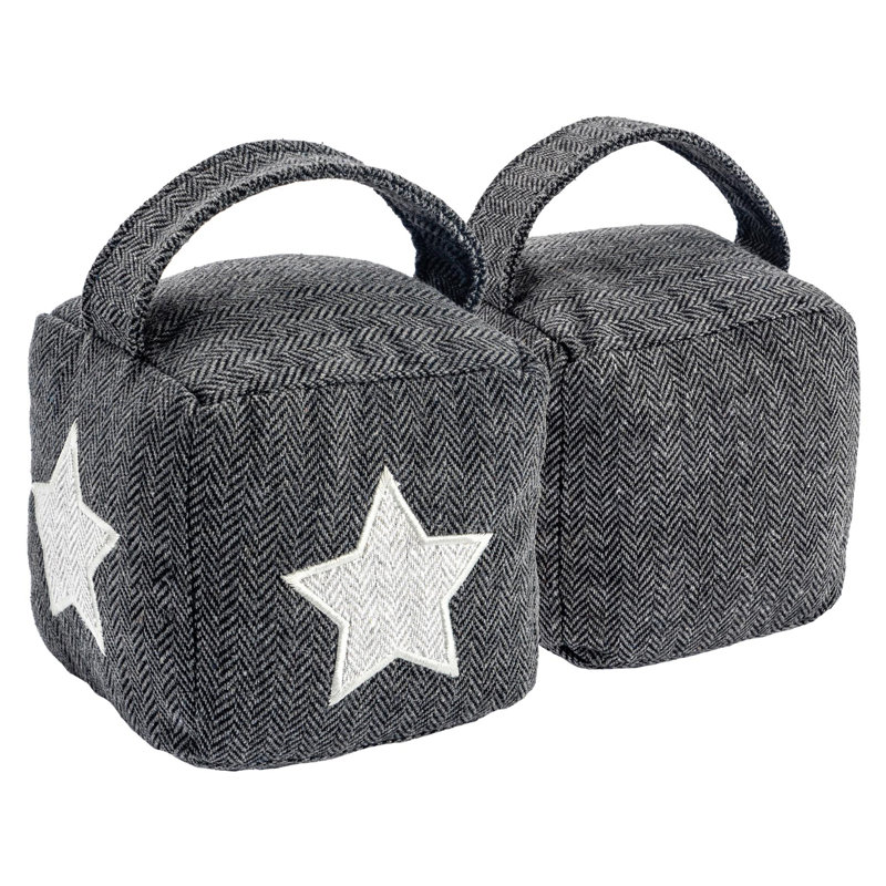 Nicola Spring - Mismatched Herringbone Door Stop Set - Star