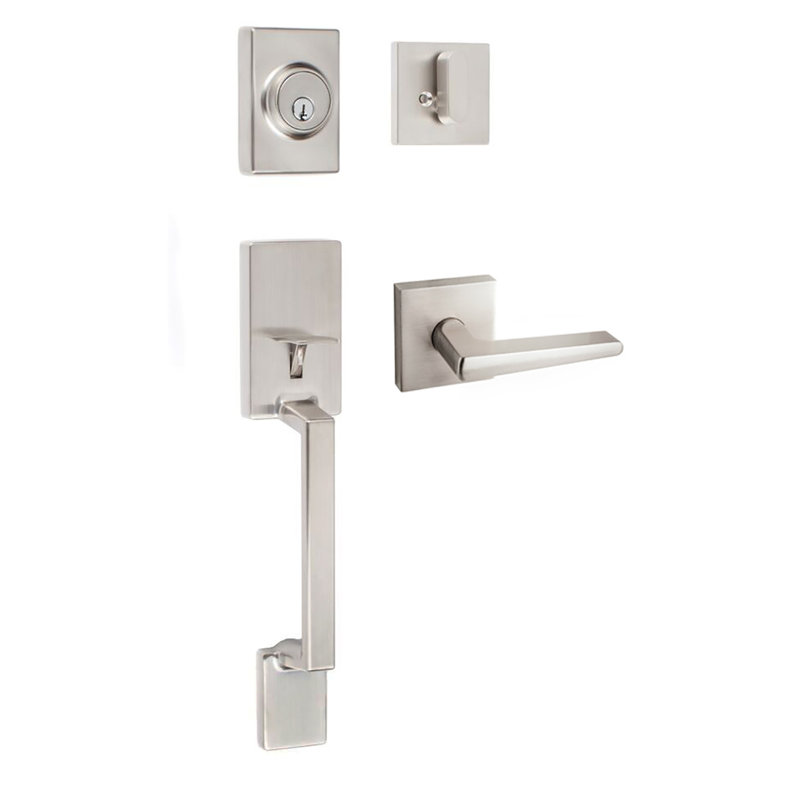 Stockholm Handleset, Basel Square Handleset Trim, Satin Stainless