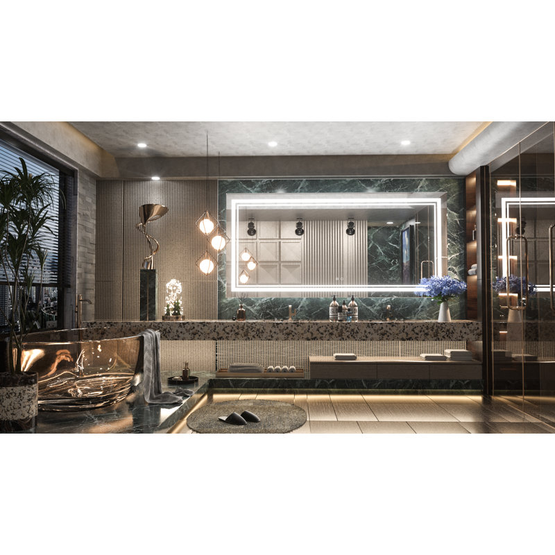Adorna Frameless LED Lighted Bathroom / Vanity Mirror with Brightness Adjustable, Memory Function, Anti-fog, 28"  x 60" 