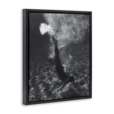 Deep Ocean Diving Black Framed Floater Canvas Wall Art by Daphne Polselli