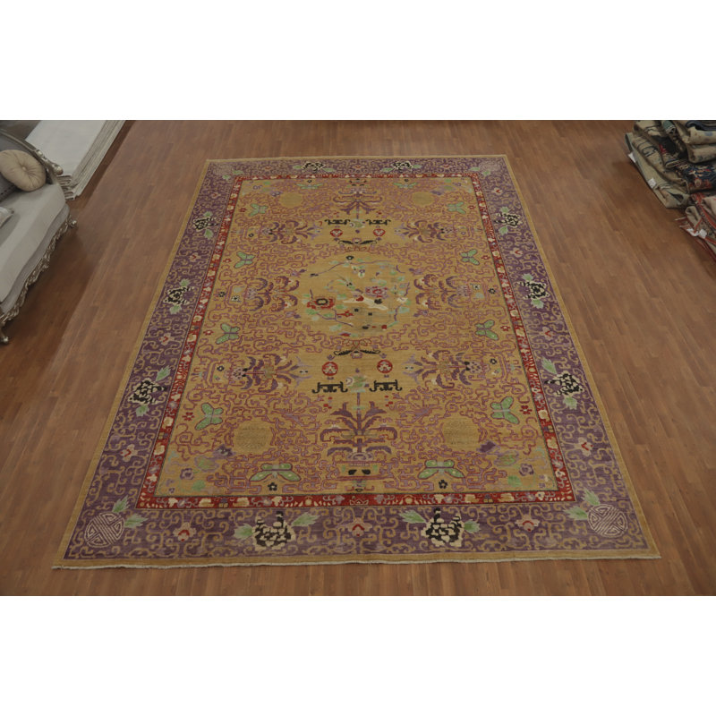 Tapis oriental à motif végétal colorant Art Deco 12 x 16