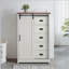Commode 5 tiroirs avec porte de grange coulissante, commode haute de style campagne moderne à 5 tiroirs, commode de rangement pour chambre à coucher, couloir, salon, chambre d'enfant BLANC