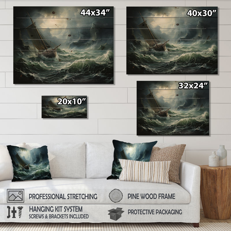 Annabesook Stormy Seas Beauty III - impression sur bois sans cadre, H 10 po x l 20 po x P 0,78 po