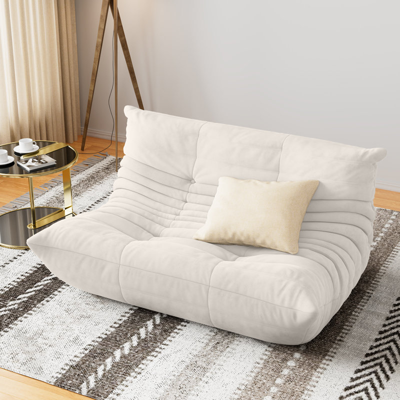 Canapé à trois places sans accoudoirs de haute qualité à 3 places avec accoudoirs non compressés, Microfibre/microsuède beige