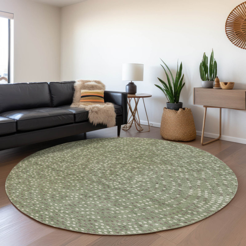 Mirelia Sage Washable Indoor-Outdoor Rug - , 8' x 8'