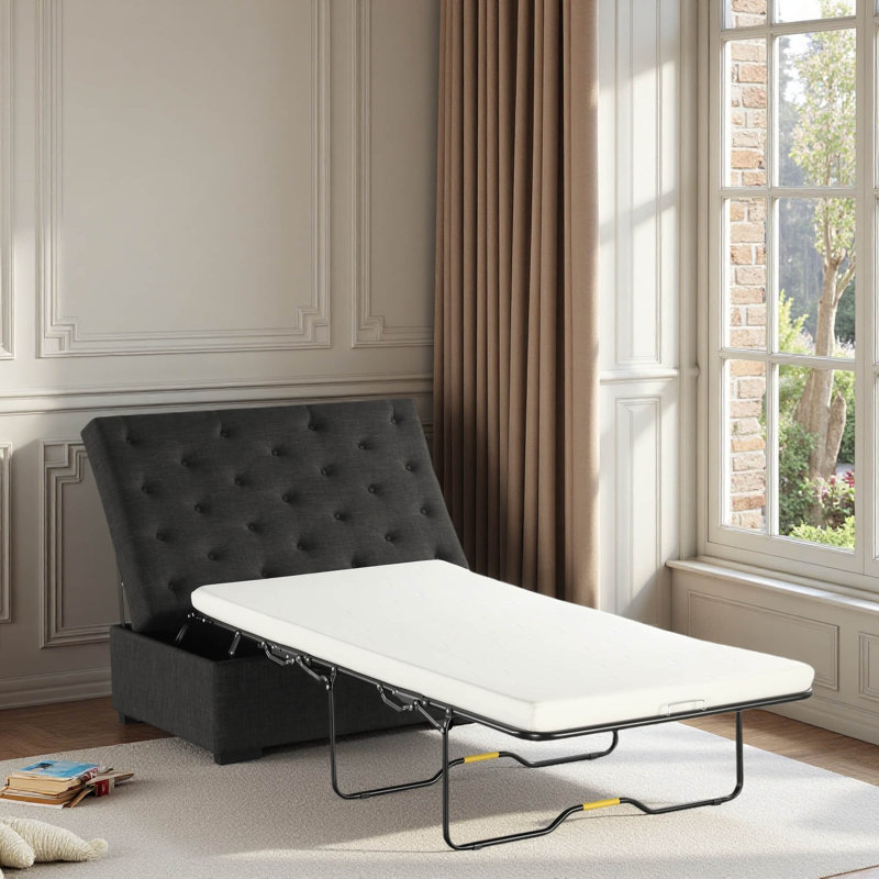 Canapé-lit pliant, repose-pieds de 49,6 po avec canapé-lit pliant, canapé-lit convertible avec matelas à mémoire de forme et conception capitonnée pour le salon