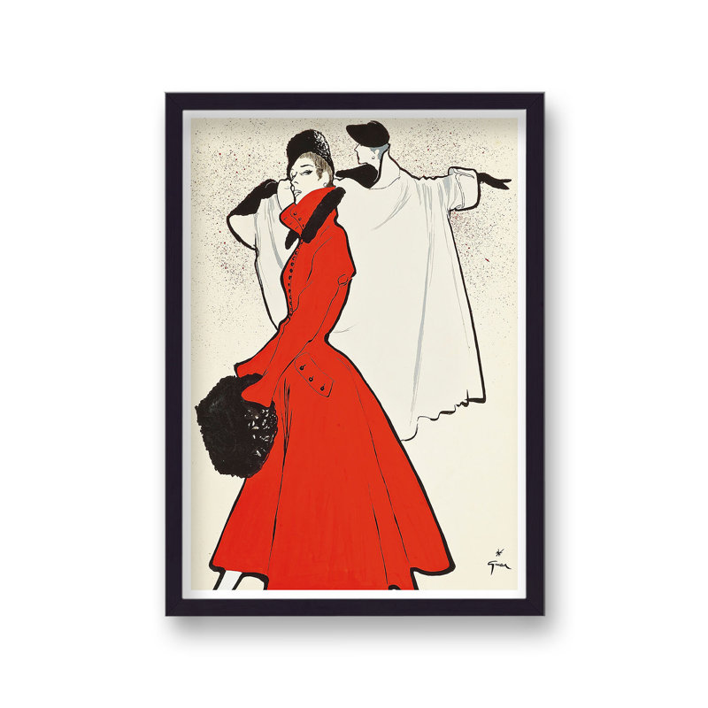 The Red Coat Vintage Fashion Print by Rene Gruau - Single Picture Frame Print