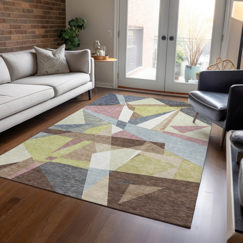 Tapis intérieur / extérieur brun Asymma, 9 pi x 12 pi