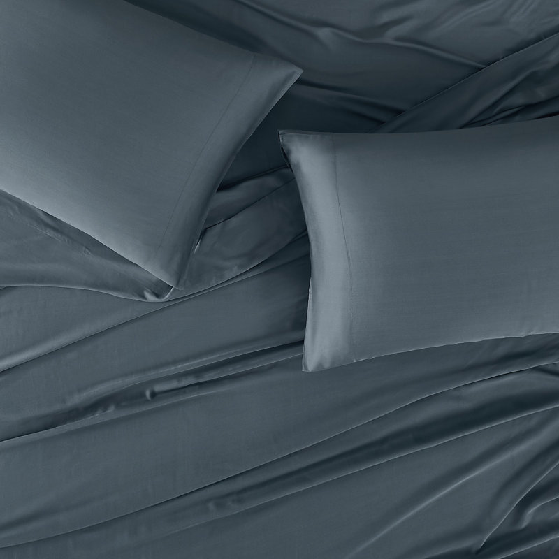 Frye 300 Thread Count Bamboo Sheet Set, Queen Sheet Set, Dark Blue