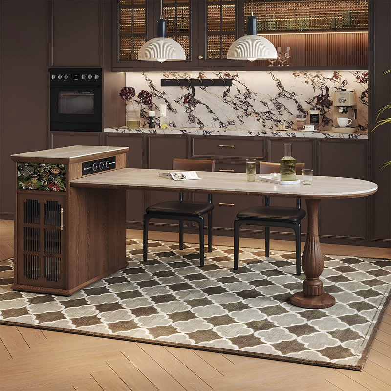 Table de salle à manger et de comptoir intégrée de 74,8 po pour la cuisine modulaire avec des dalles de granit