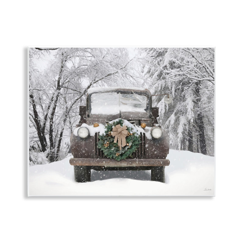 Plaque murale «Wreathed Truck in Snow», conception par Lori Deiter