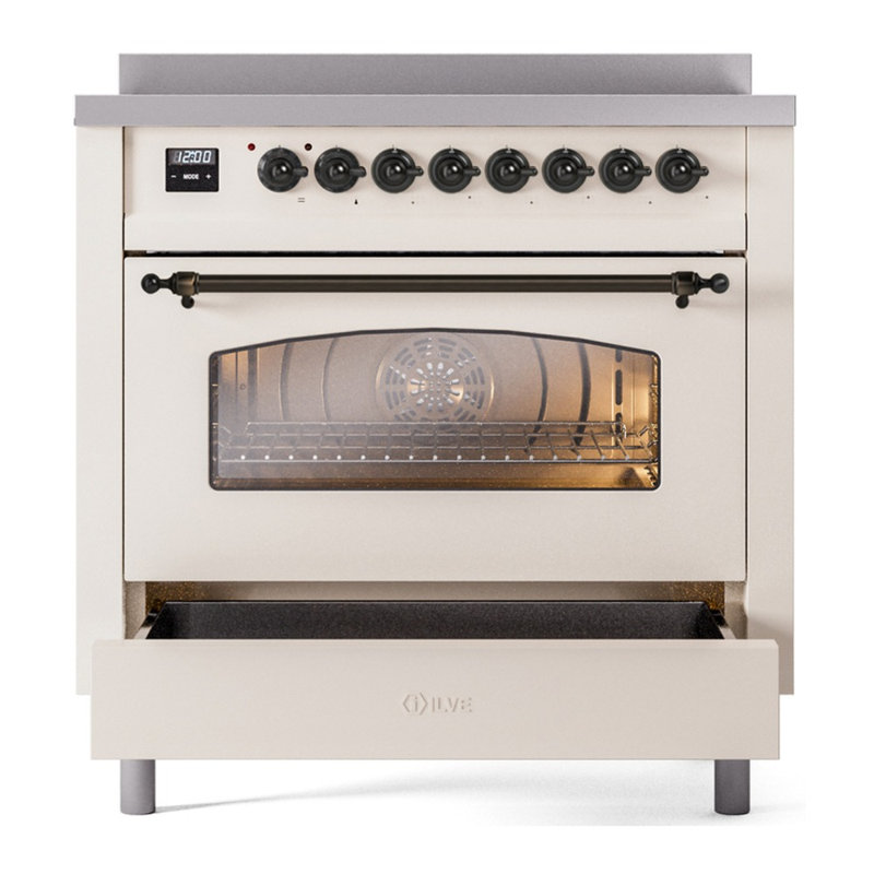 ILVE Nostalgie II 36 in Induction Range, Antique White/Bronze