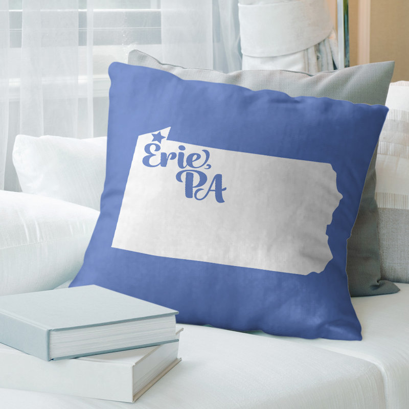 Reversible Throw Pillow, 14" x 14", Blue, Erie