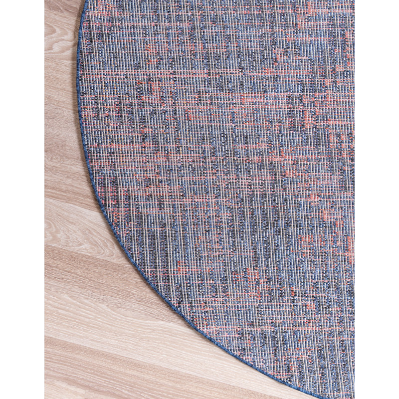 Tapis bleu marine / brun Kitley Southwestern, Rond 7 pi