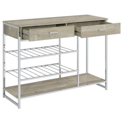 Armoire de rangement de bar 2 tiroirs gris avec support à vin intégré