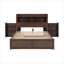 Lit plateforme double en bois massif brun clair avec lit gigogne simple et tiroirs de rangement