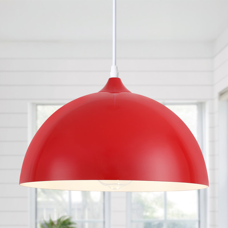 1 - Suspension en forme de dôme de 11,81 pouces pour îlot de cuisine - Luminaire suspendu moderne, 1, Rouge / Blanc
