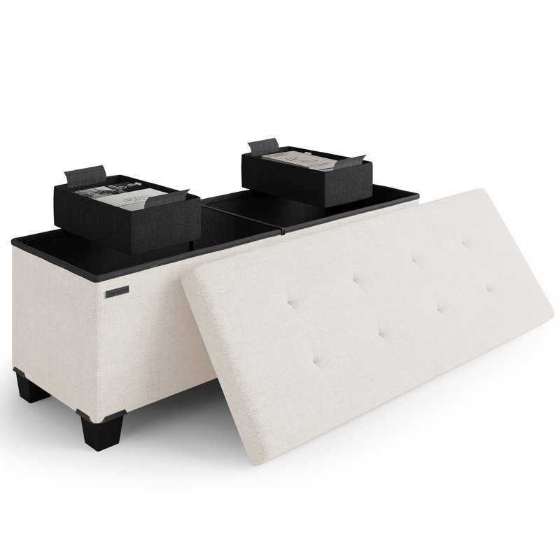 Banc de rangement avec repose-pieds Vérrant, 15"H x 43"W x 15"D, White