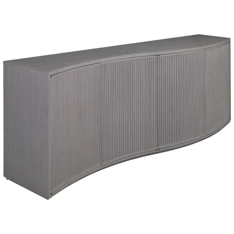 Misty Gray Sculpted Oak Media Console with Fluted Doors