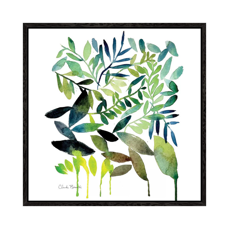 Leaf Vine 1 Piece Painting on Canvas, 45.72cm H x 45.72cm W x 3.81cm D, Black Framed
