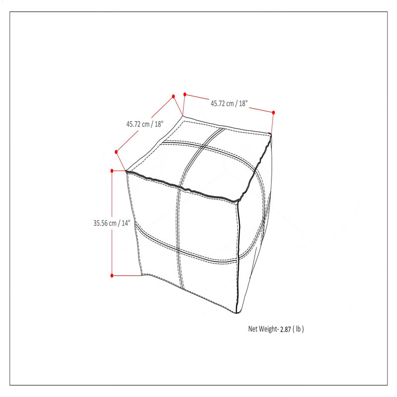 Pouf carré en similicuir, Similicuir gris