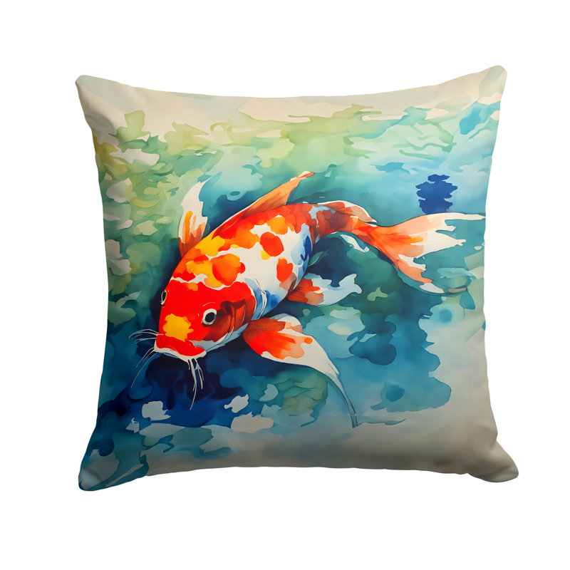 Koi Fish Throw Pillow, 18"H x 18"W