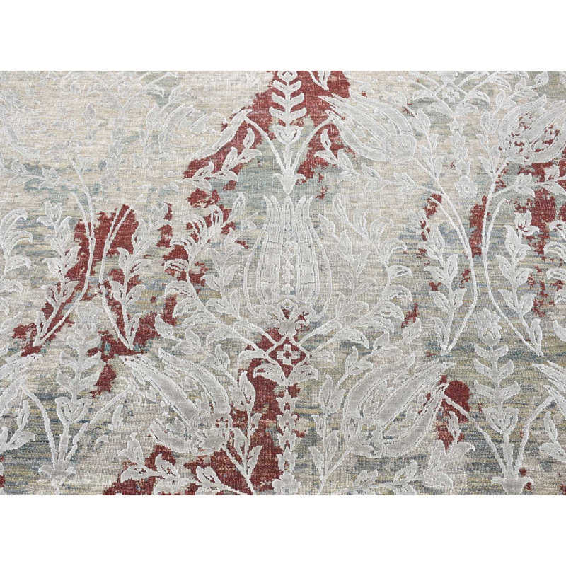 Tapis oriental noué à la main 8 po 2 po x 10 po 3 po tulipe cassé avec de la laine texturée 438631BDADFC4620BD31A0E8ED2619E2
