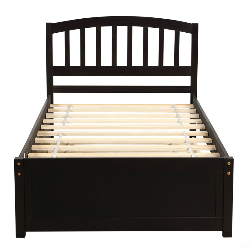 Base de lit simple avec lit gigogne en bois, Espresso