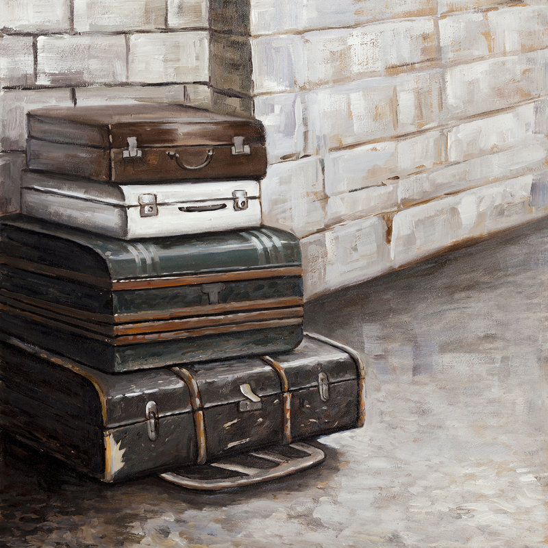 Vieille valise itinérante, reproduction sur toile, Toile tendue, H 36 po x l 36 po