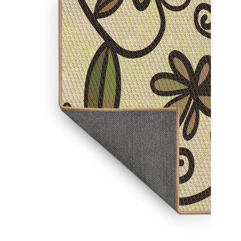 Tapis brun en laine florale, Rectangle 2 pi x 3 pi