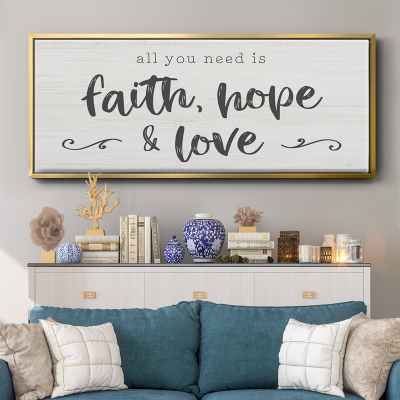 Faith Hope Love - toile encadrée, H 20 po x l 50 po