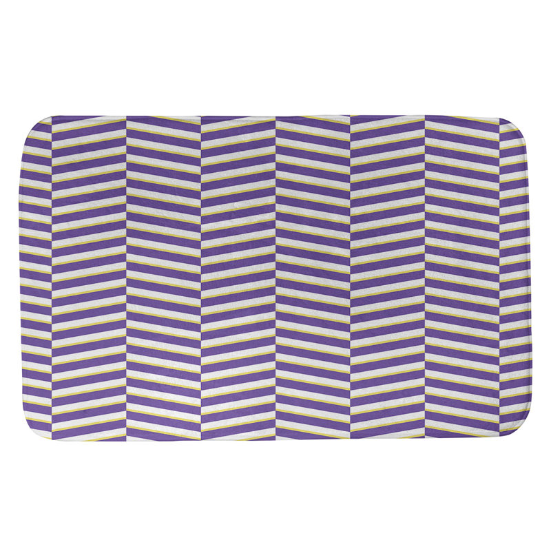 Tapis de bain à rayures rectangulaires anti-dérapant fractures, l 17 po x L 24 po, Mauve/jaune