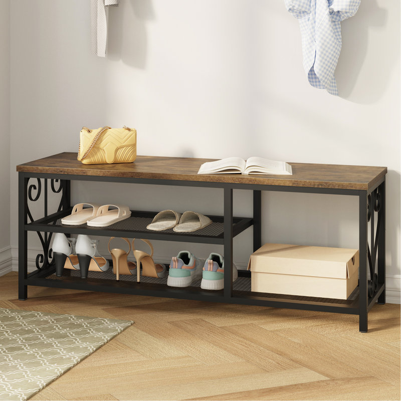 Banc de rangement Vividwood, Brun et noir