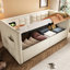 Lit de jour simple rembourré en velours beige avec cadre de lit de rangement hydraulique, charge de type C, lattes en bois et dossier, convient pour les petites pièces