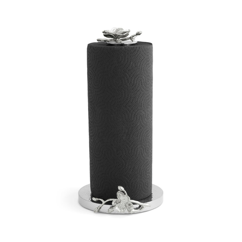 White Orchid Standing Paper Towel Holder