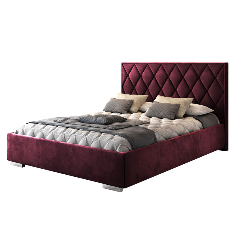 Adelajde Upholstered Storage Bed, 140 x 200 cm, Bordeaux