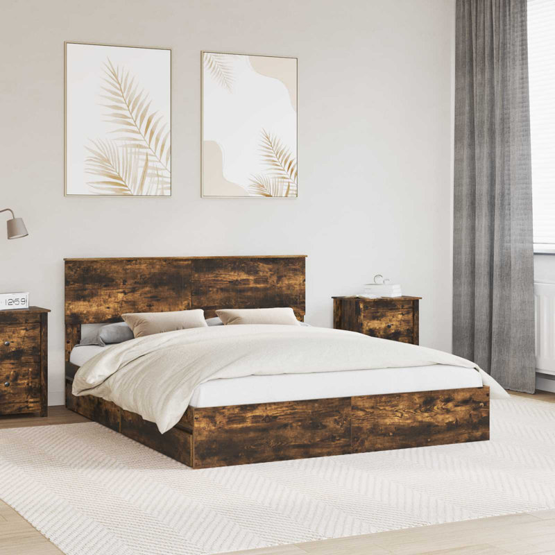 Bed, Smoked Oak, European Kingsize (160 x 200 cm)