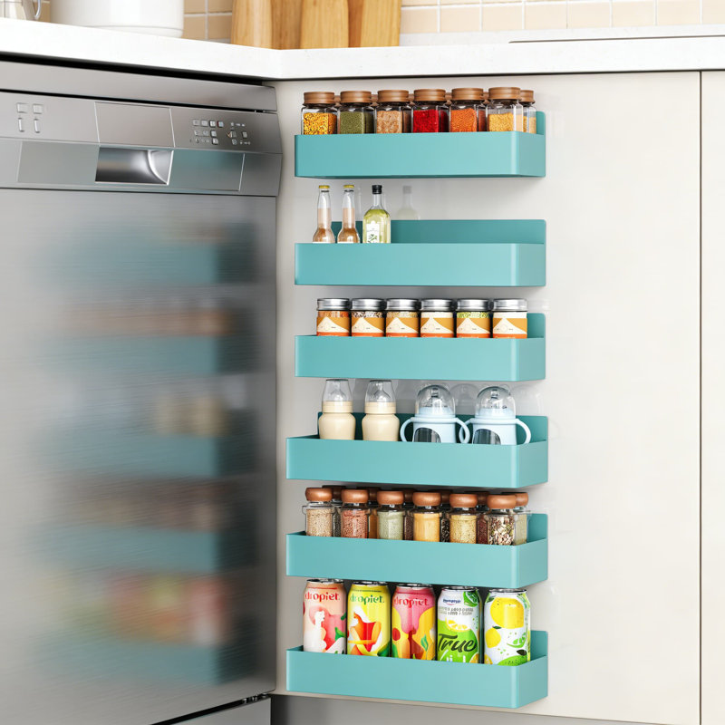 Support à épices magnétique pour réfrigérateur, organisateur de cuisine à fixation forte et tablette de rangement pour pots à épices, condiments et canettes, organisateur de réfrigérateur compact
